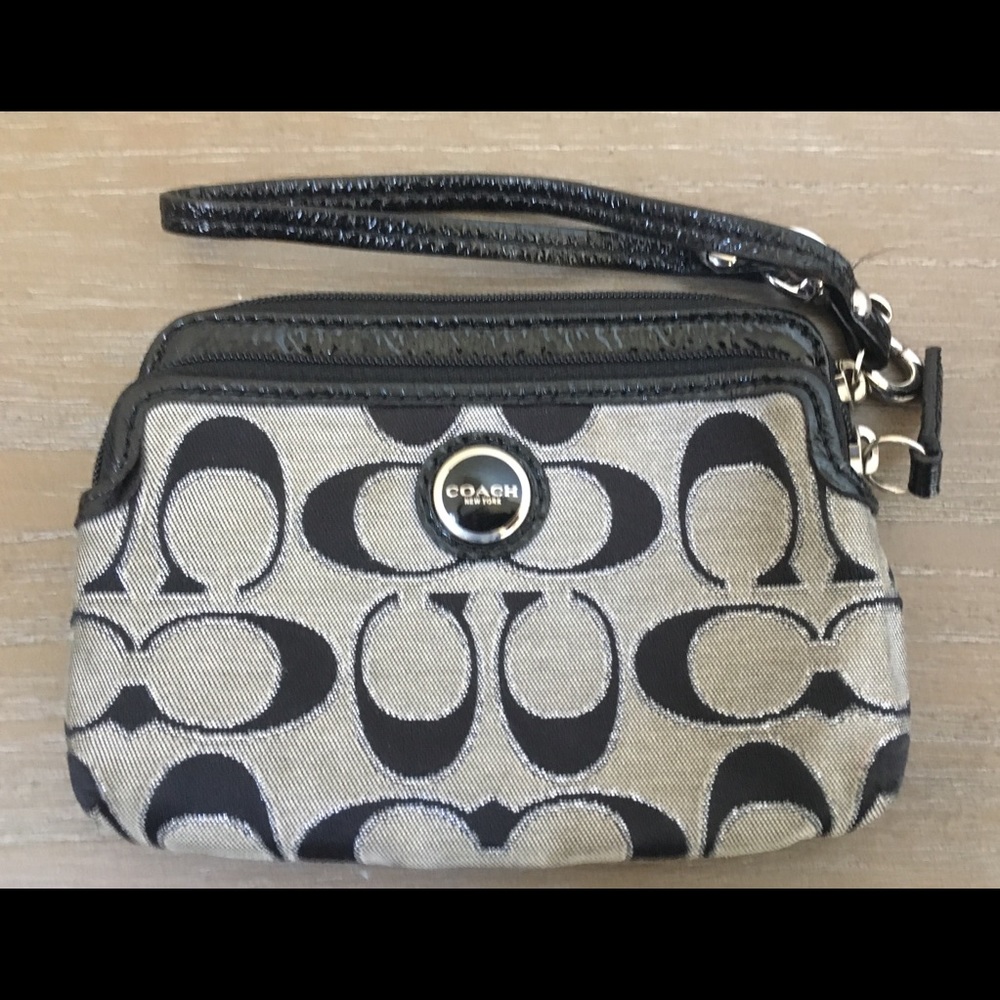 Coach double zipper wristlet